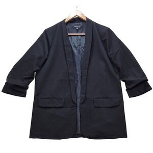 Strut & Bolt Blazer‎ Open Front Ruched Cuffs Jacket Black Womens Medium